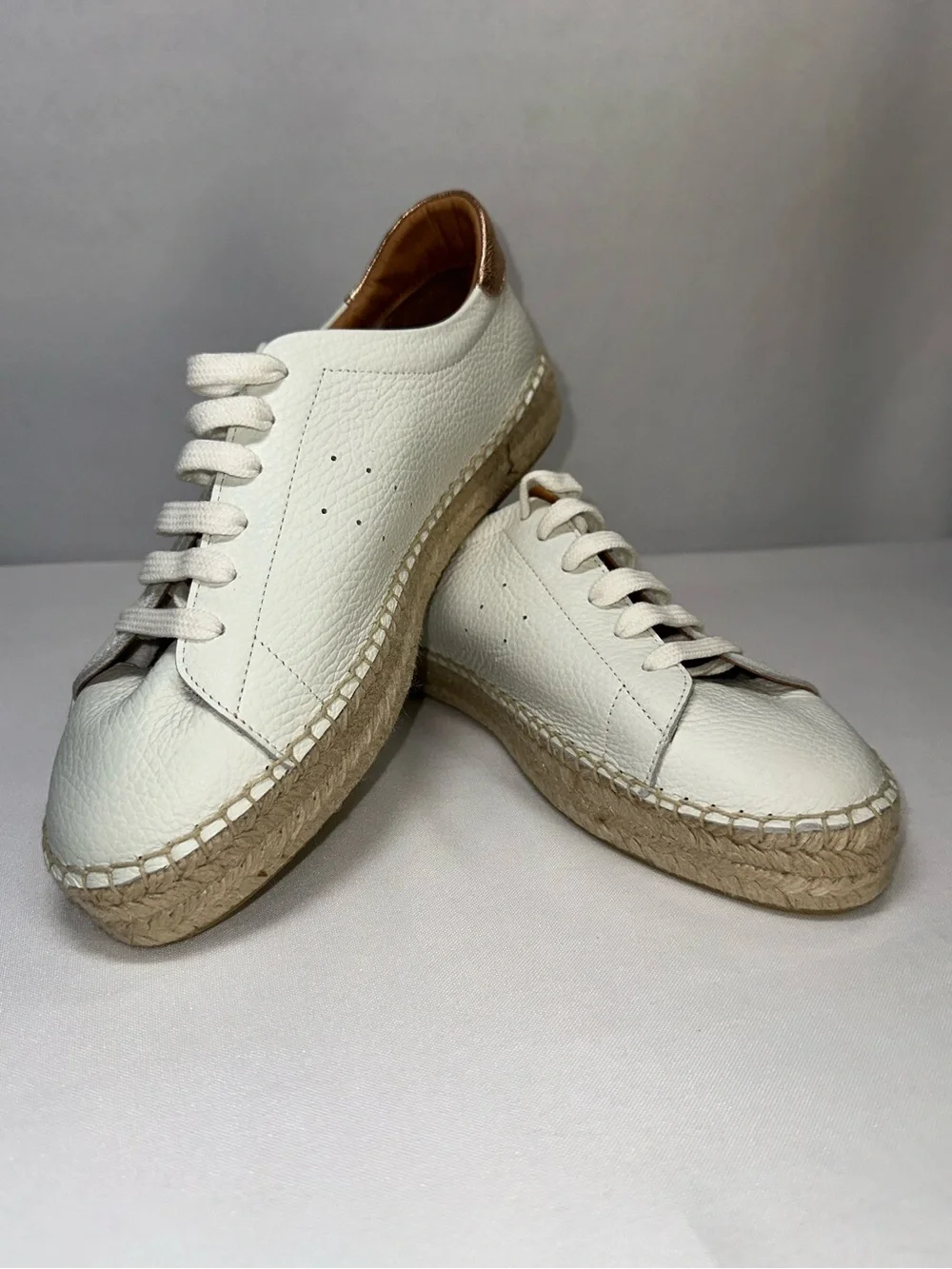 Dalson Espadrilles Boho Hippie Cottagecore White Leather Platform Sneaker Sz 9